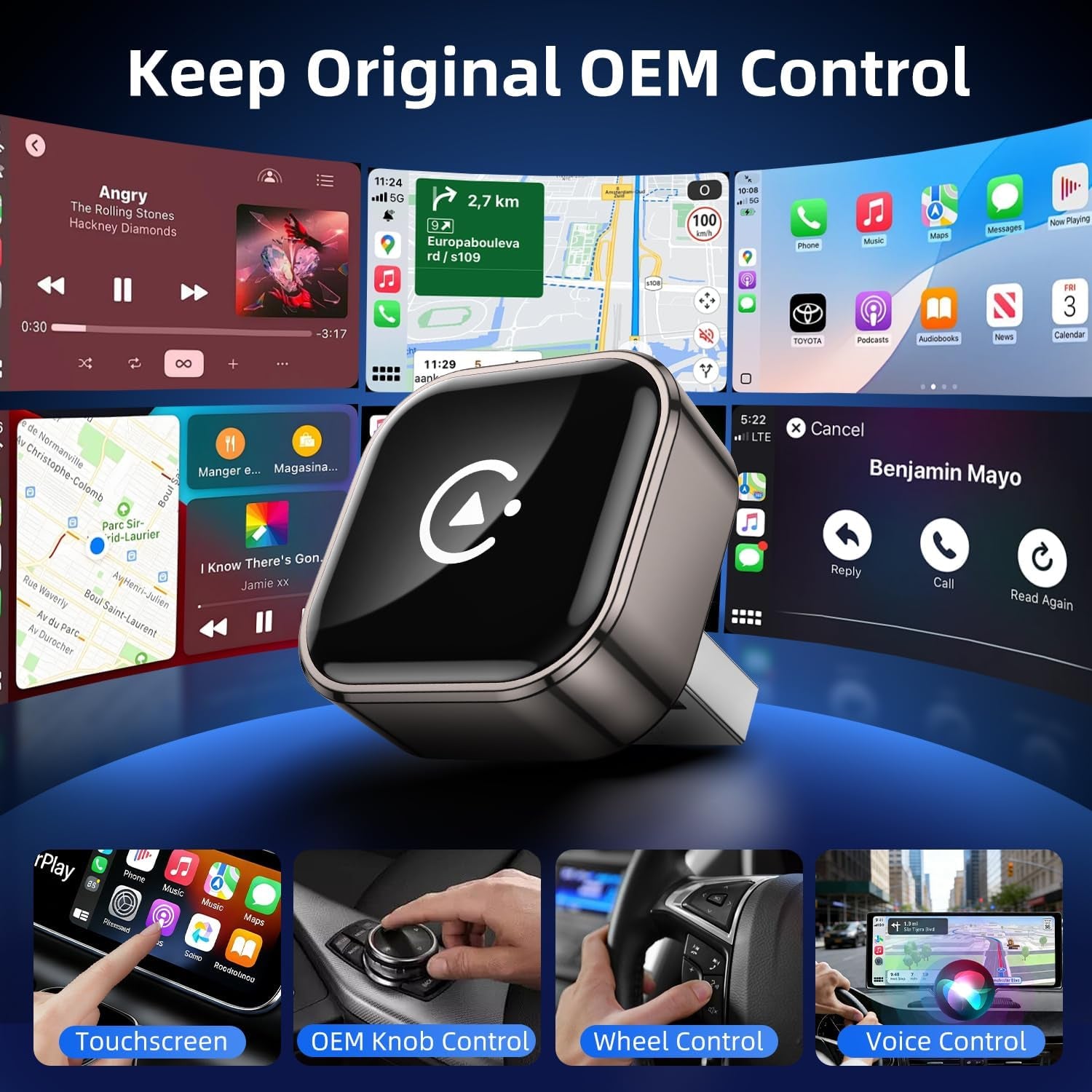2026 Upgraded Wireless Carplay Adapter UK , Convert Wired to Wireless Carplay&Android Auto,Compatible with Iphone Ios 10+ & Android 11+, Mini USB Design,Auto Connect Fast and Stable,Plug and Play