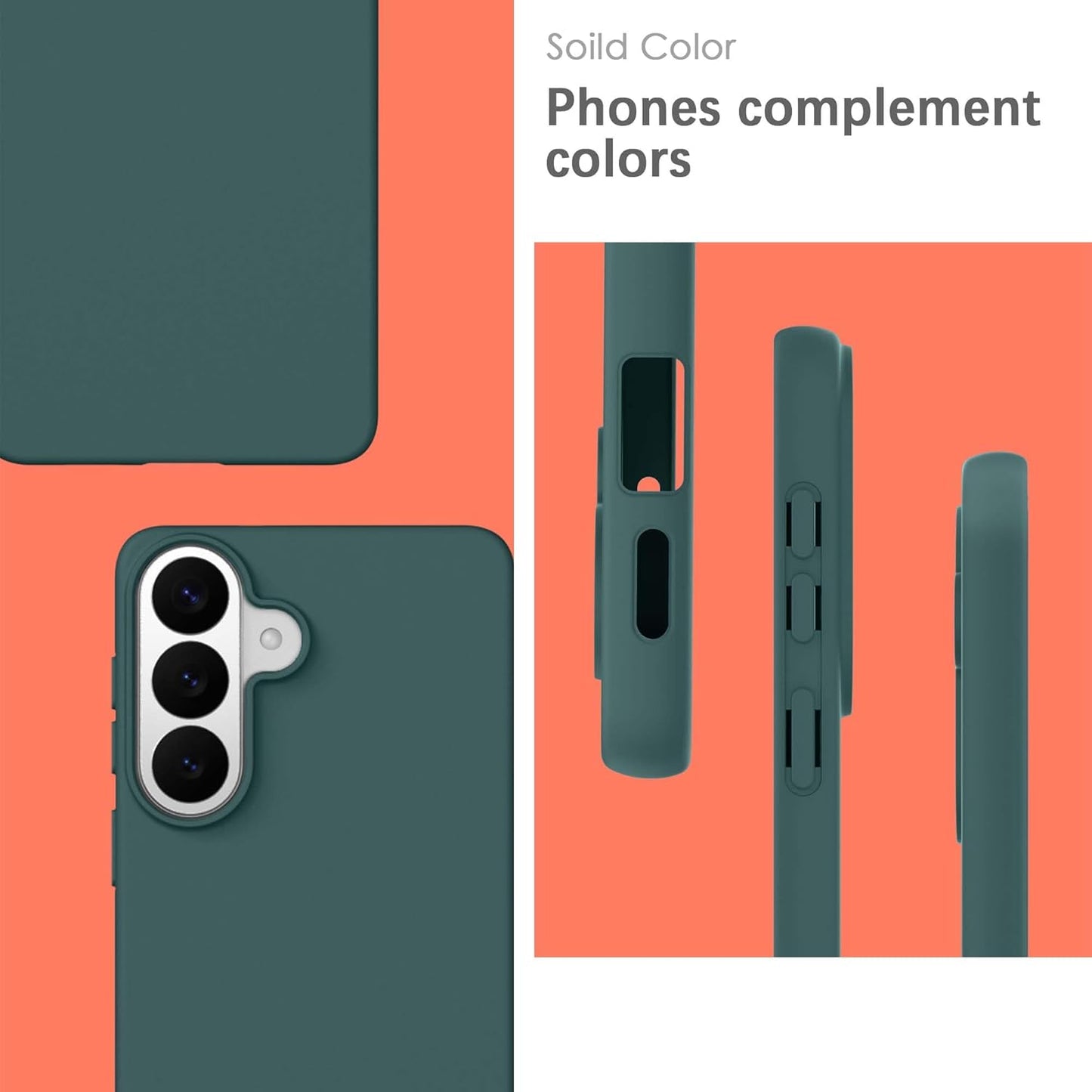 Silicone Case for Samsung Galaxy S26, Soft-Touch, Shockproof, Dustproof, Antiskid Full Body Armour Phone Cover for Samsung Galaxy S26 - Dark Green