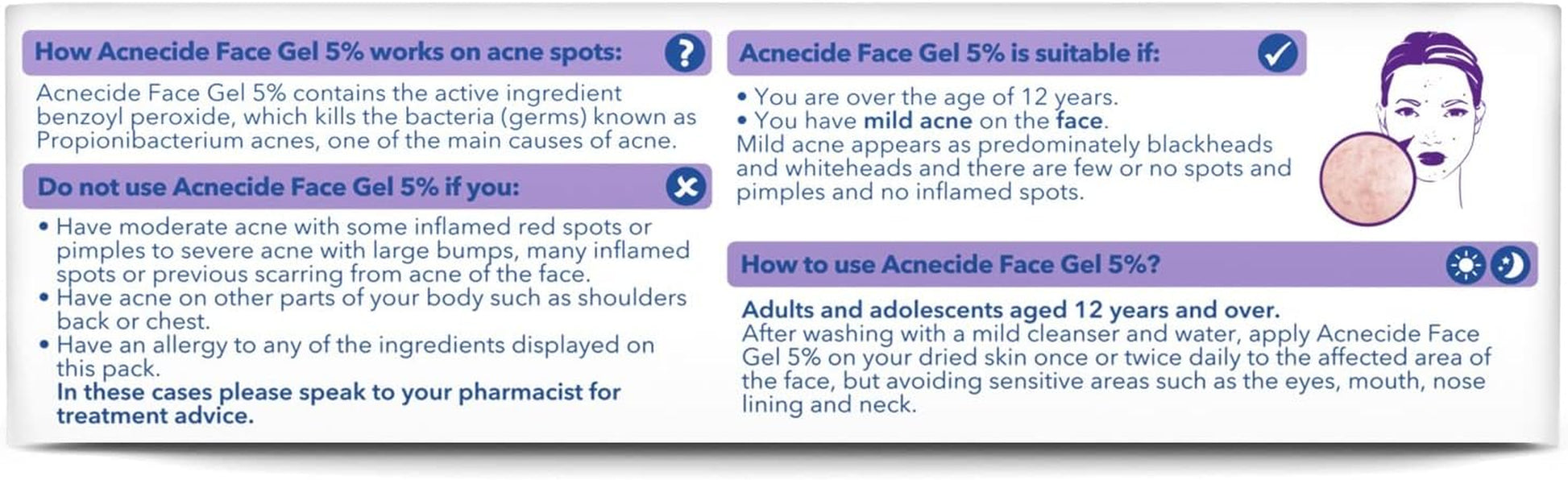 Face Gel 5% Benzoyl Peroxide Acne Treatment for Spot Prone Skin 15G