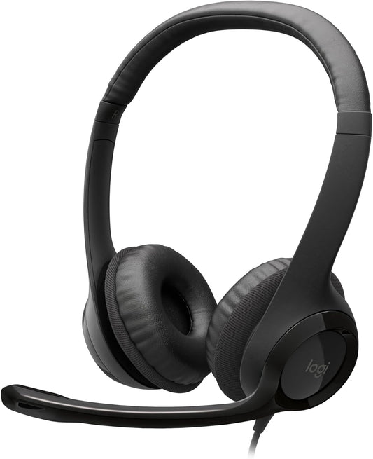 H390 Wired Headset for Pc/Laptop, Stereo Headphones with Noise Cancelling Microphone, USB-A, In-Line Controls, Works with Chromebook - Black