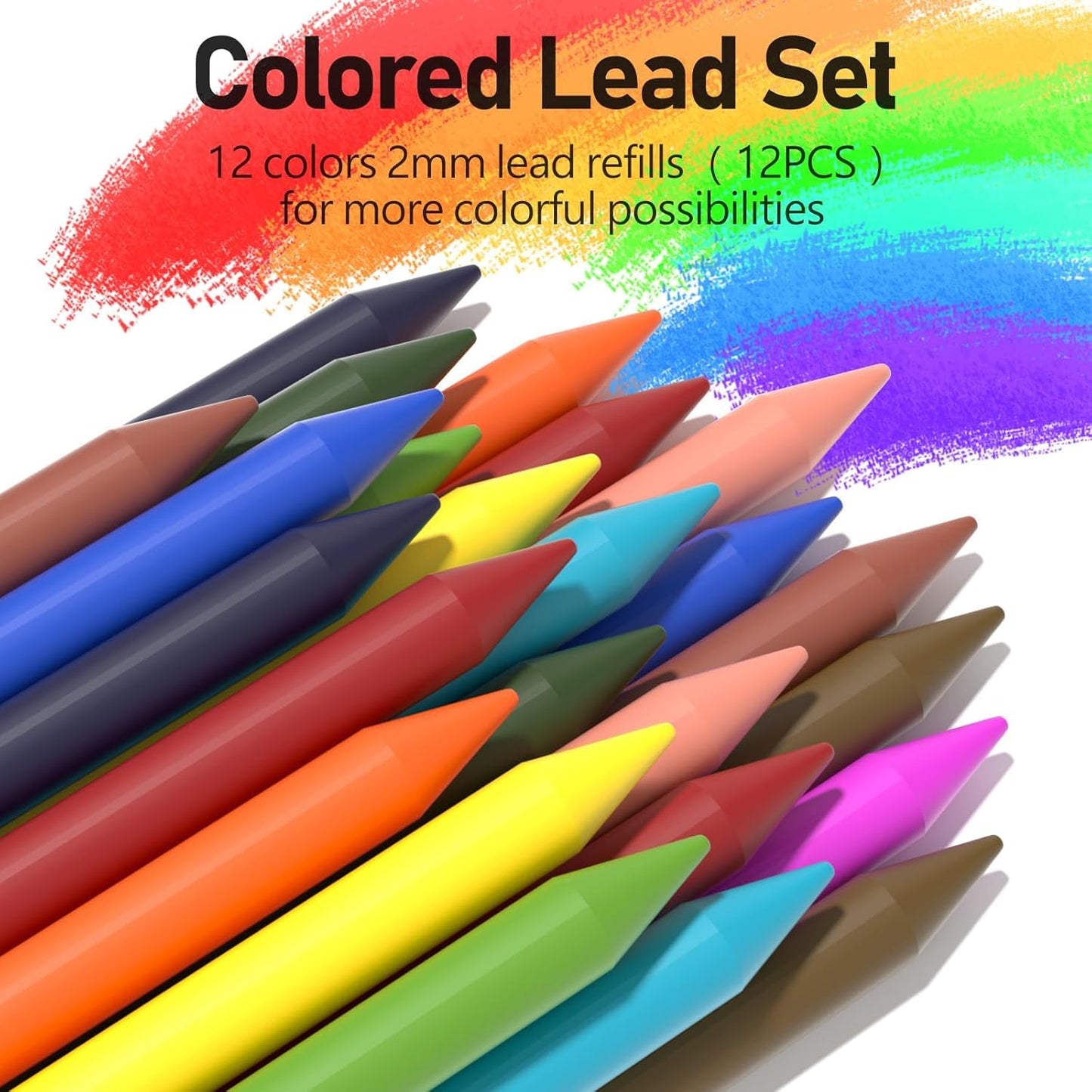 2MM Mechanical Pencil Set with Case, Artist Lead Pencil Metal Lead Holder with 60PCS Graphite Led Refill (HB, 2H, 2B, 4B, Color) Kneaded Eraser, Sharpener for Writing, Drawing, Sketching