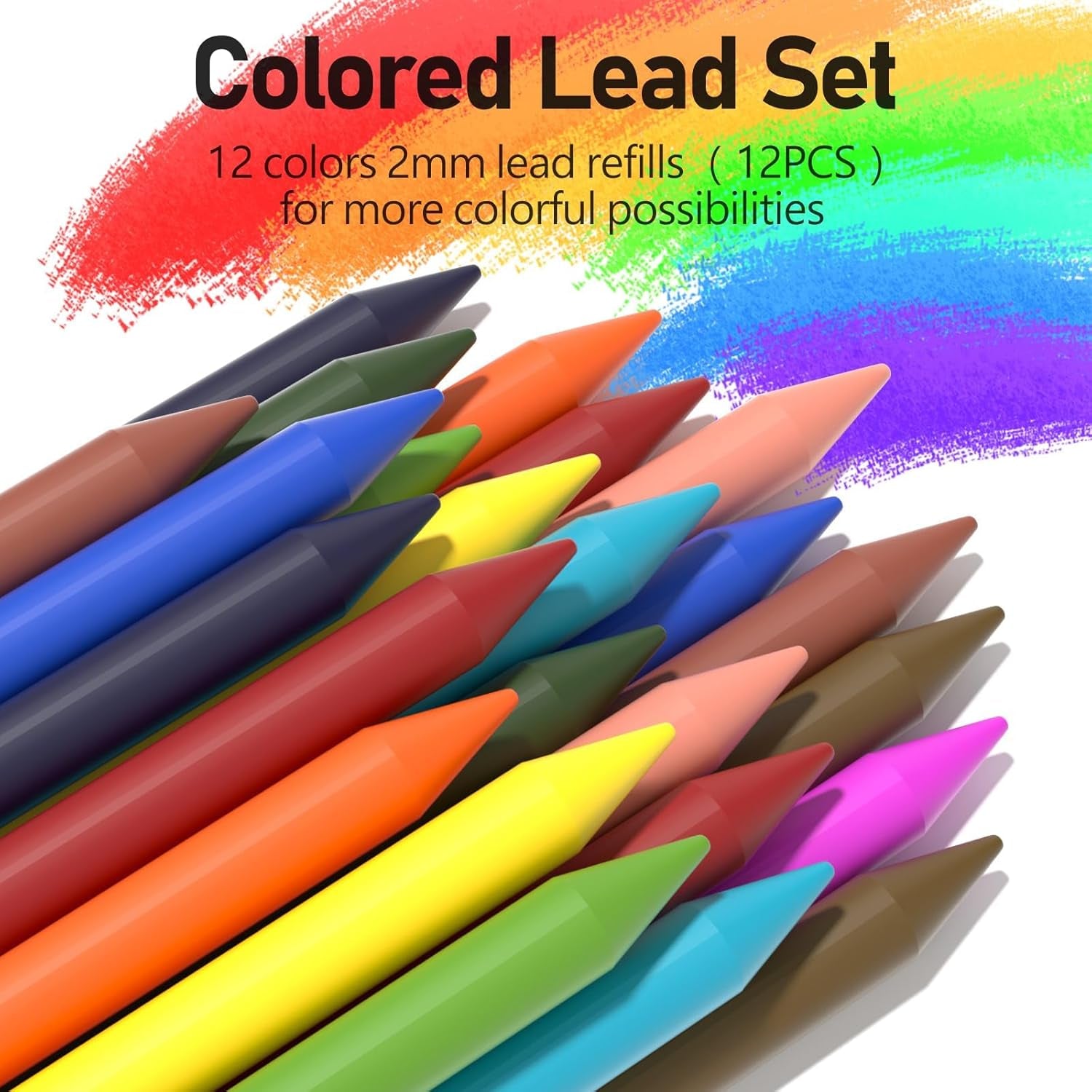 2MM Mechanical Pencil Set with Case, Artist Lead Pencil Metal Lead Holder with 60PCS Graphite Led Refill (HB, 2H, 2B, 4B, Color) Kneaded Eraser, Sharpener for Writing, Drawing, Sketching