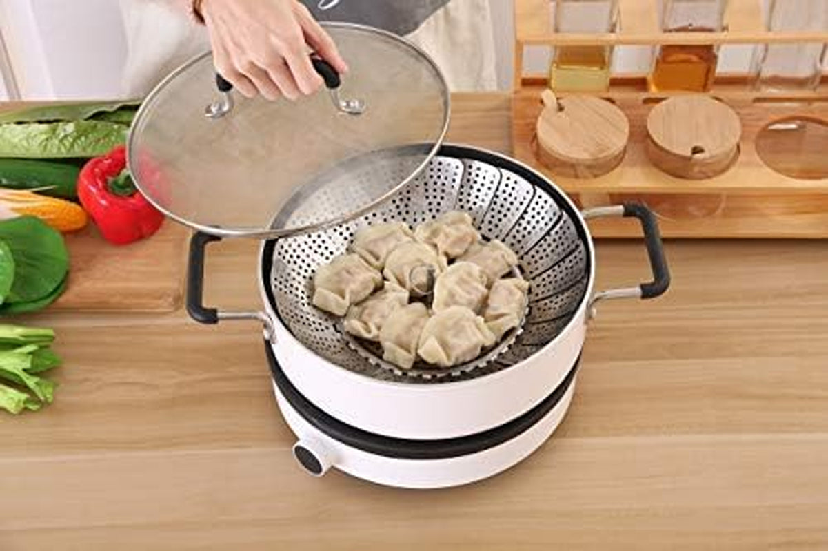 Foldable Vegetable Steamer Premium Stainless Steel Vegetable Steamer Basket, Veggie Steamer Basket Fits Various Size Pot (6" to 10.5")