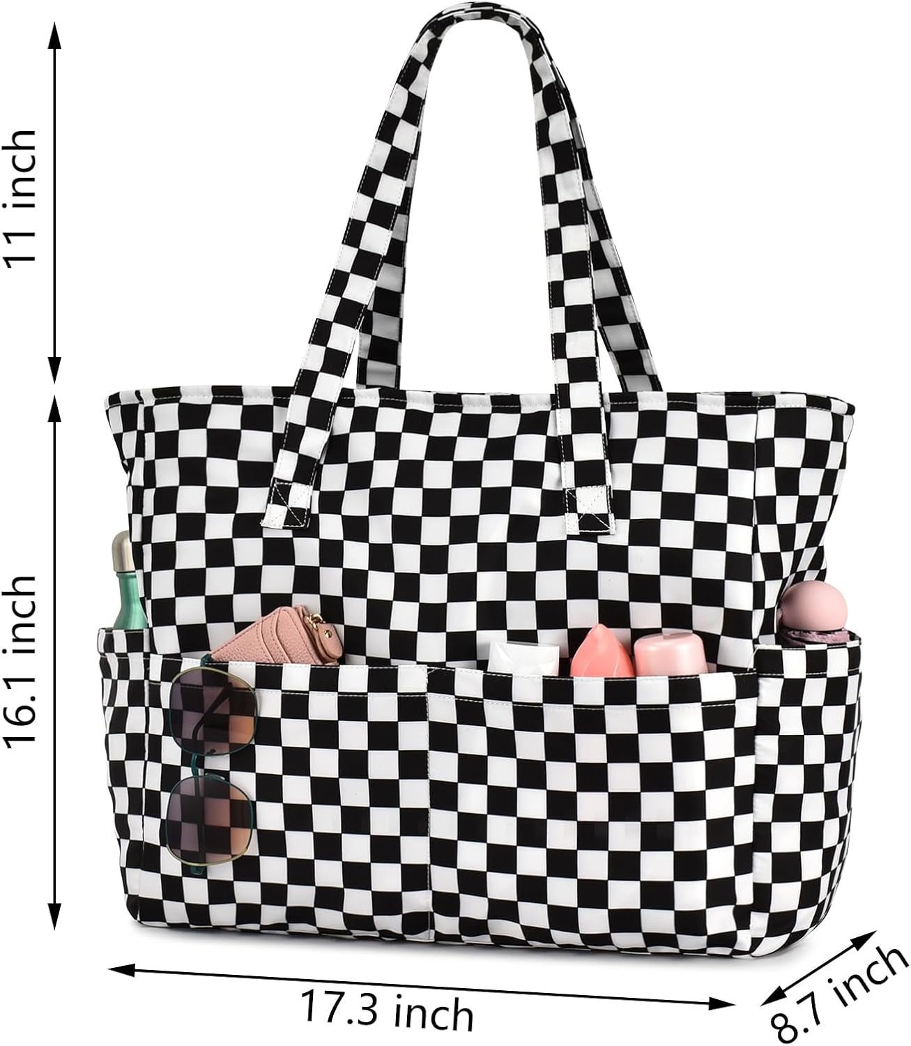 Large Beach Bag with 8 Pockets, Waterproof Beach Bags for Women, Sandproof Summer Beach Tote Bag Holiday Essentials Shopping Bag Travel Bag Handbags for Pool Gym