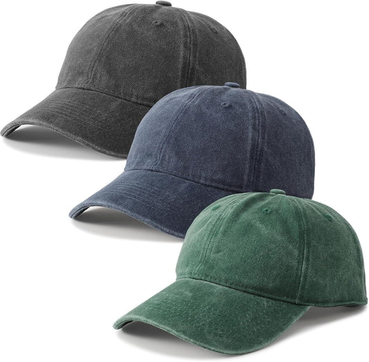 3 Pack Baseball Caps Adjustable Washed Vintage Hat Cotton Distressed Base Ball Caps for Men Women Outdoor Golf Tennis Shopping