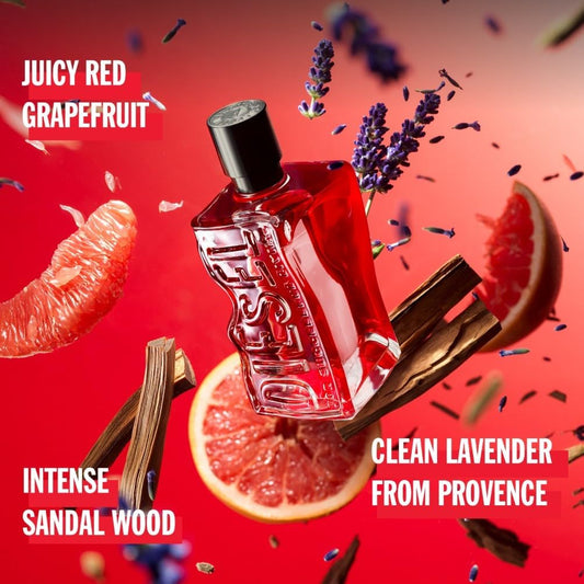 Diesel D Red, Eau De Parfum, Men'S Fragrance, Red Grapefruit, Lavender and Sandalwood Aroma, 50Ml