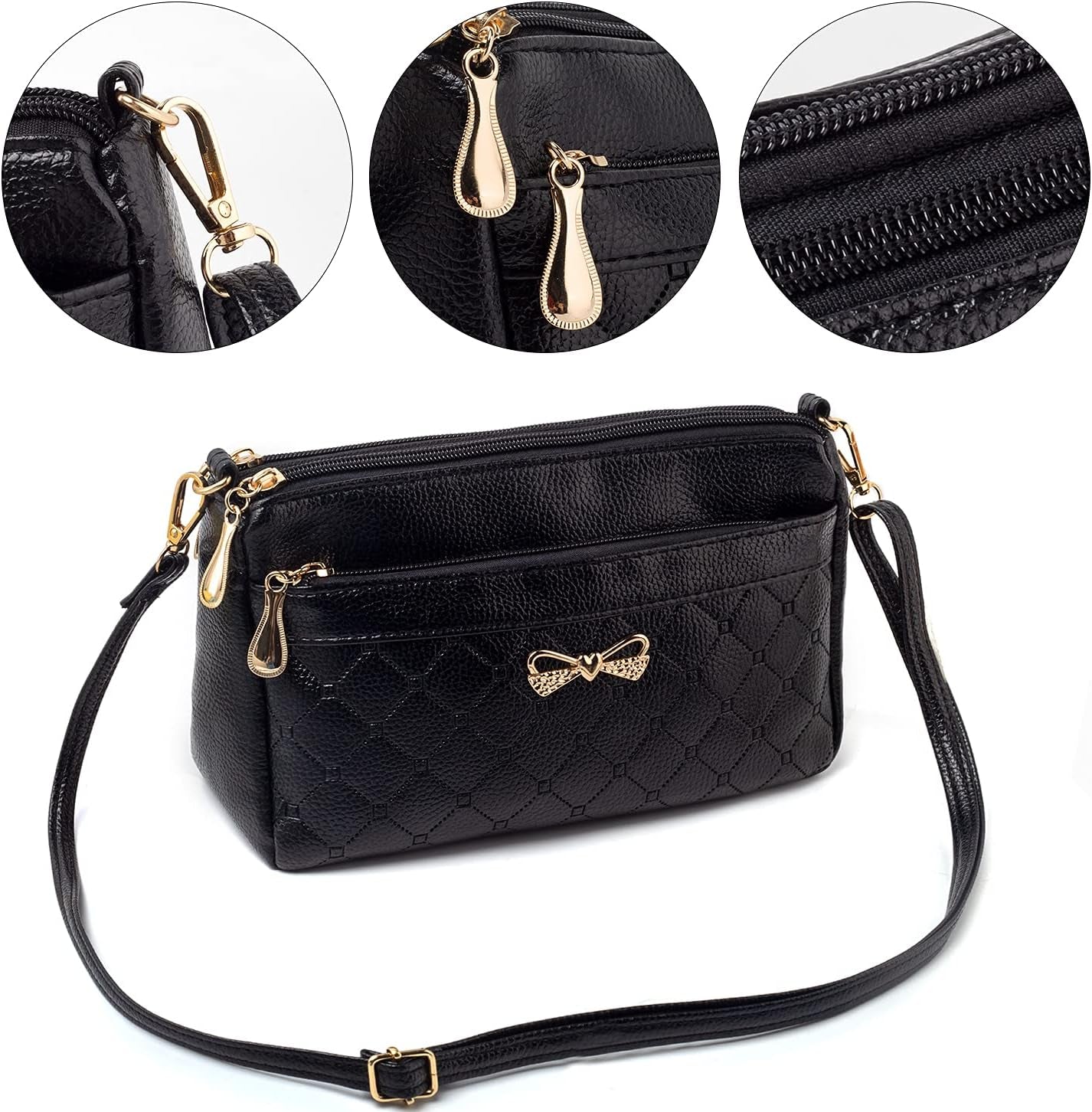 Women Handbags Shoulder Bags Small Square Soft PU Leather Cross Body Ladies Bags Elegant Butterfly Decoration