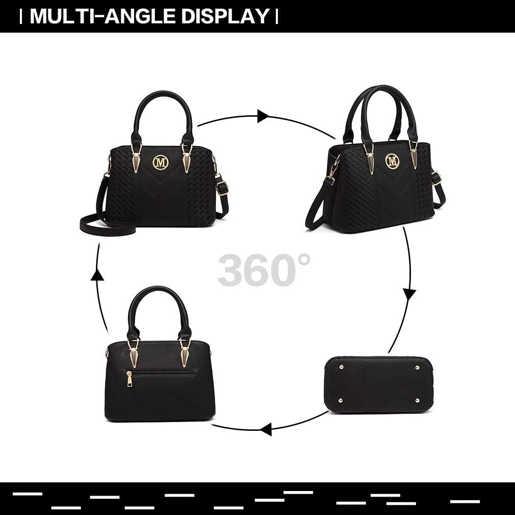 Handbag for Women, Woven and Chevron Pattern, M Logo on the Front, Top Handle or Shoulder Bag