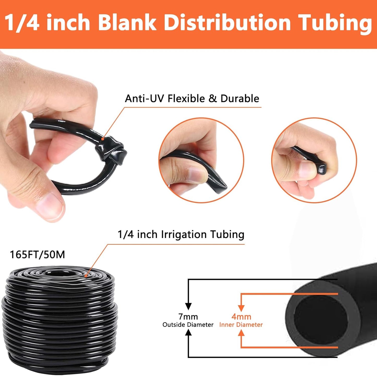 164FT/50M Irrigation System Kit, Automatic Watering System with Irrigation Tubing and Accessories, Drip Irrigation System for Greenhouse, Yard, Lawn, Plant (202PCS/50M Hose)