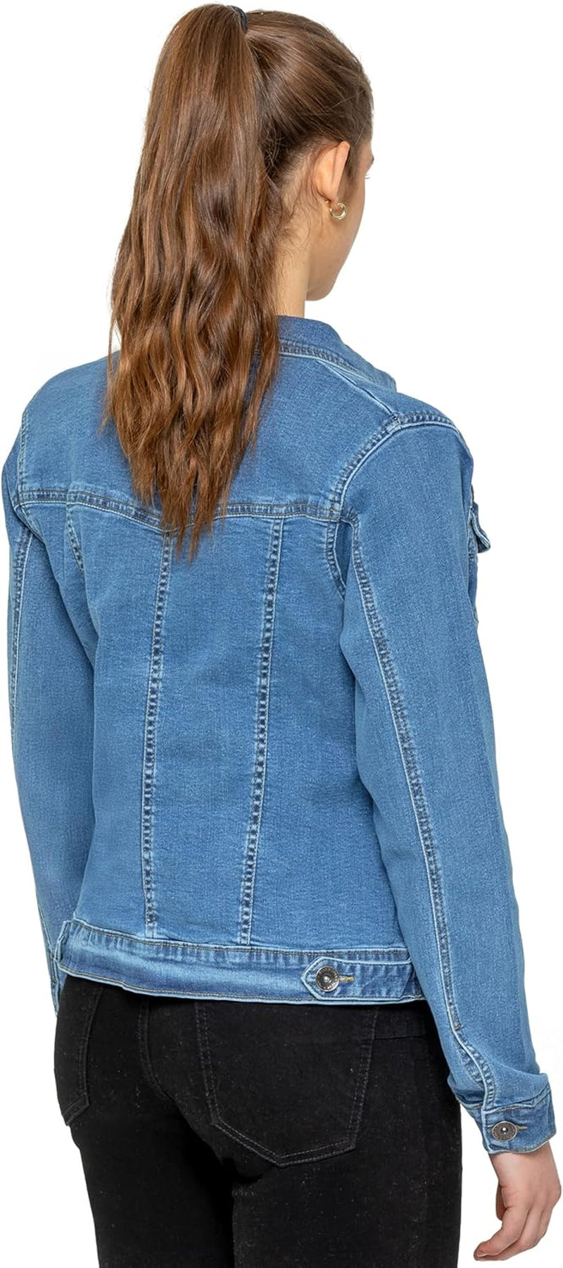 Womens Designer Denim Jacket Ladies Stretch Casual Button up Western Classic Jeans Coat