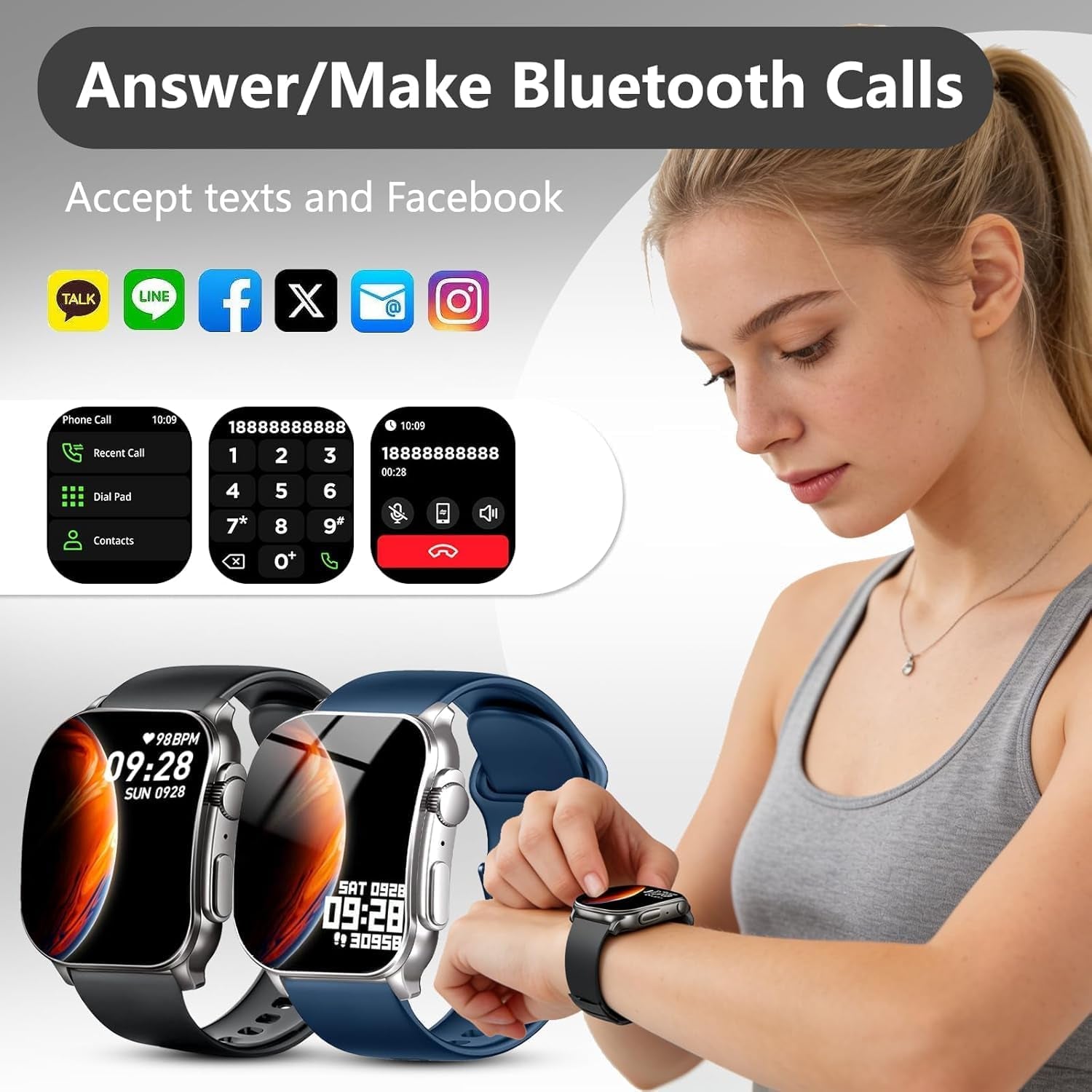 Smart Watch for Men Women Answer/Make Call, 2.01" AMOLED Curved Screen Fitness Watch with 110+ Sport Modes, 2026 Smartwatch with Heart Rate/Sleep/Stress Monitor, IP68 Activity Tracker for Android Ios