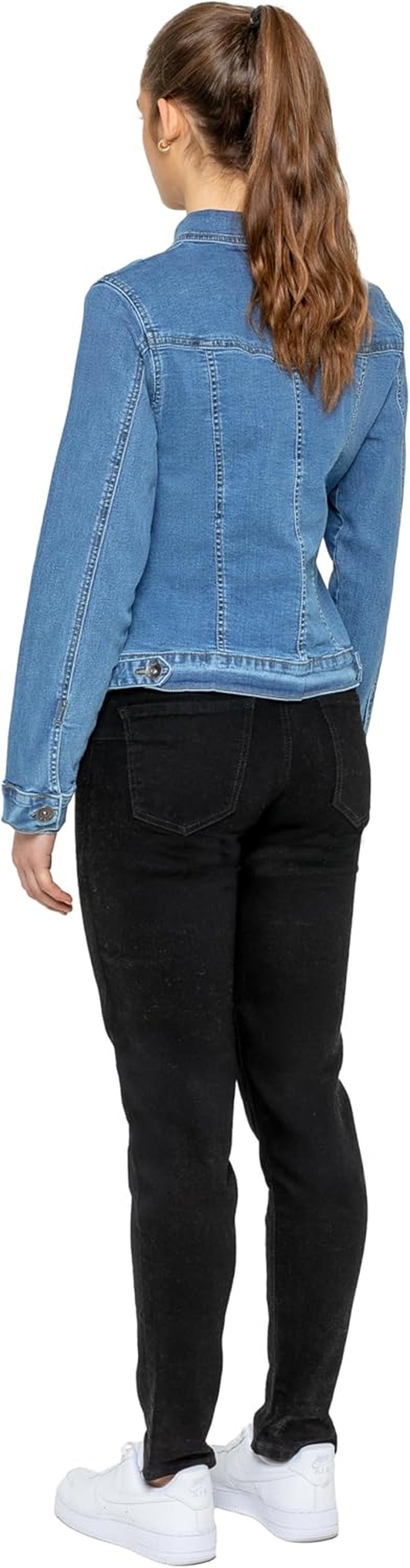 Womens Designer Denim Jacket Ladies Stretch Casual Button up Western Classic Jeans Coat