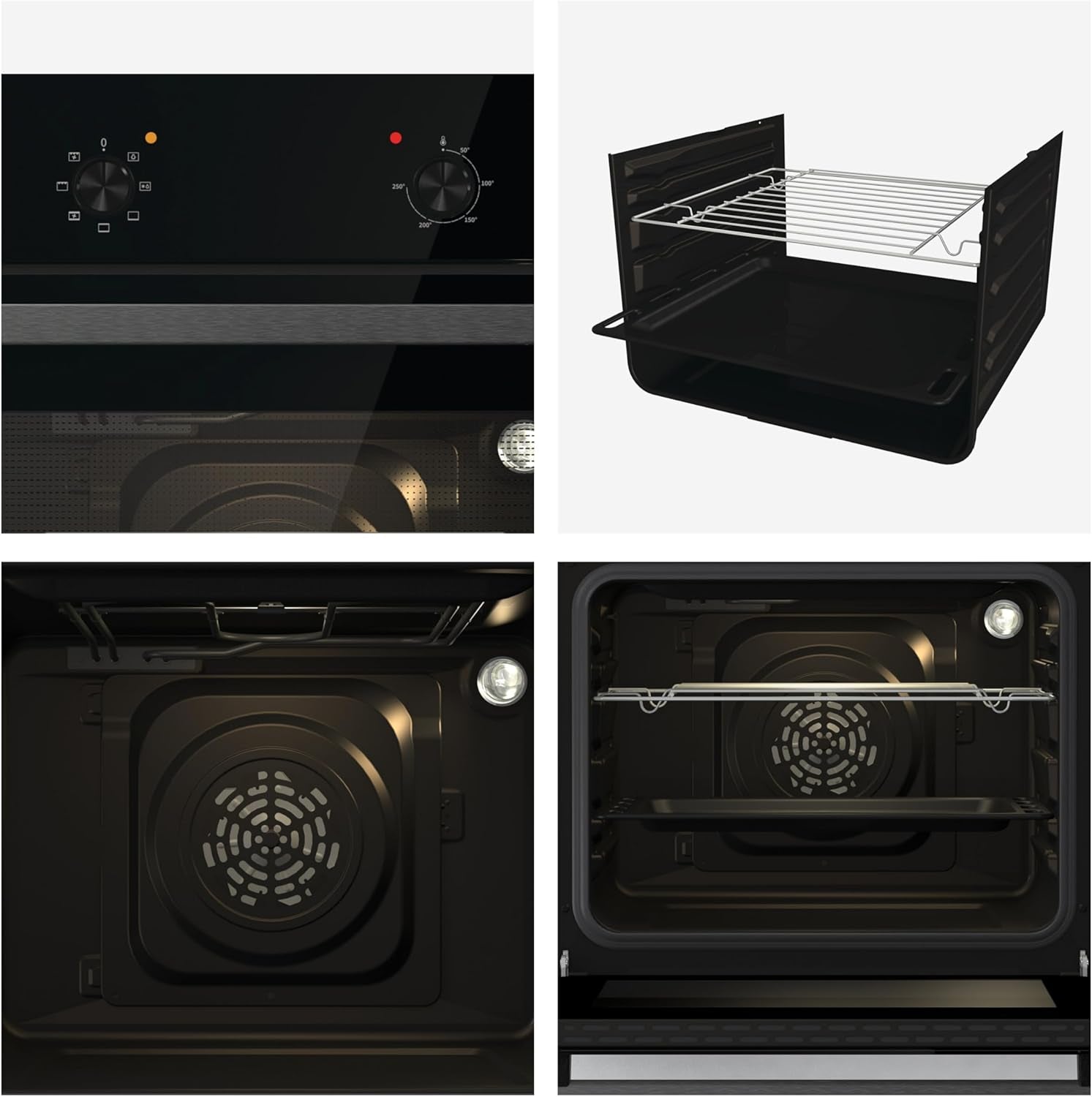 BI62020ABGUK - Built-In 60L Electric Single Oven - Black - 530X595X595 Mm (Dxwxh) - a Rated, Extra Large