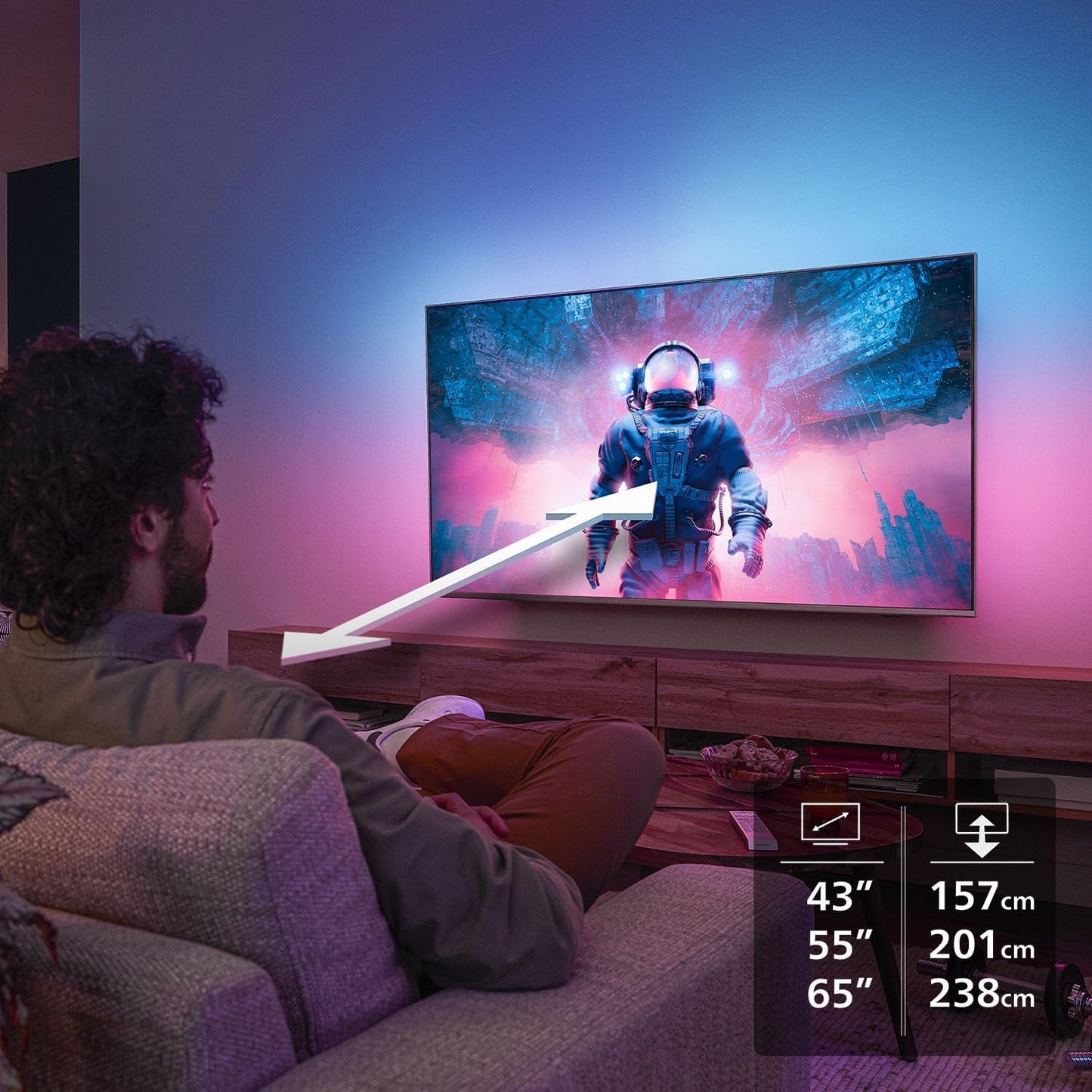 Philips Ambilight 55PUS8200 4K LED Smart TV - 55 Inch Display with Pixel Precise, Ultra HD, Titan OS Platform and Dolby Atmos Sound, Works with Alexa and Google Voice Assistant