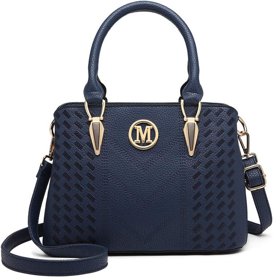 Handbag for Women, Woven and Chevron Pattern, M Logo on the Front, Top Handle or Shoulder Bag