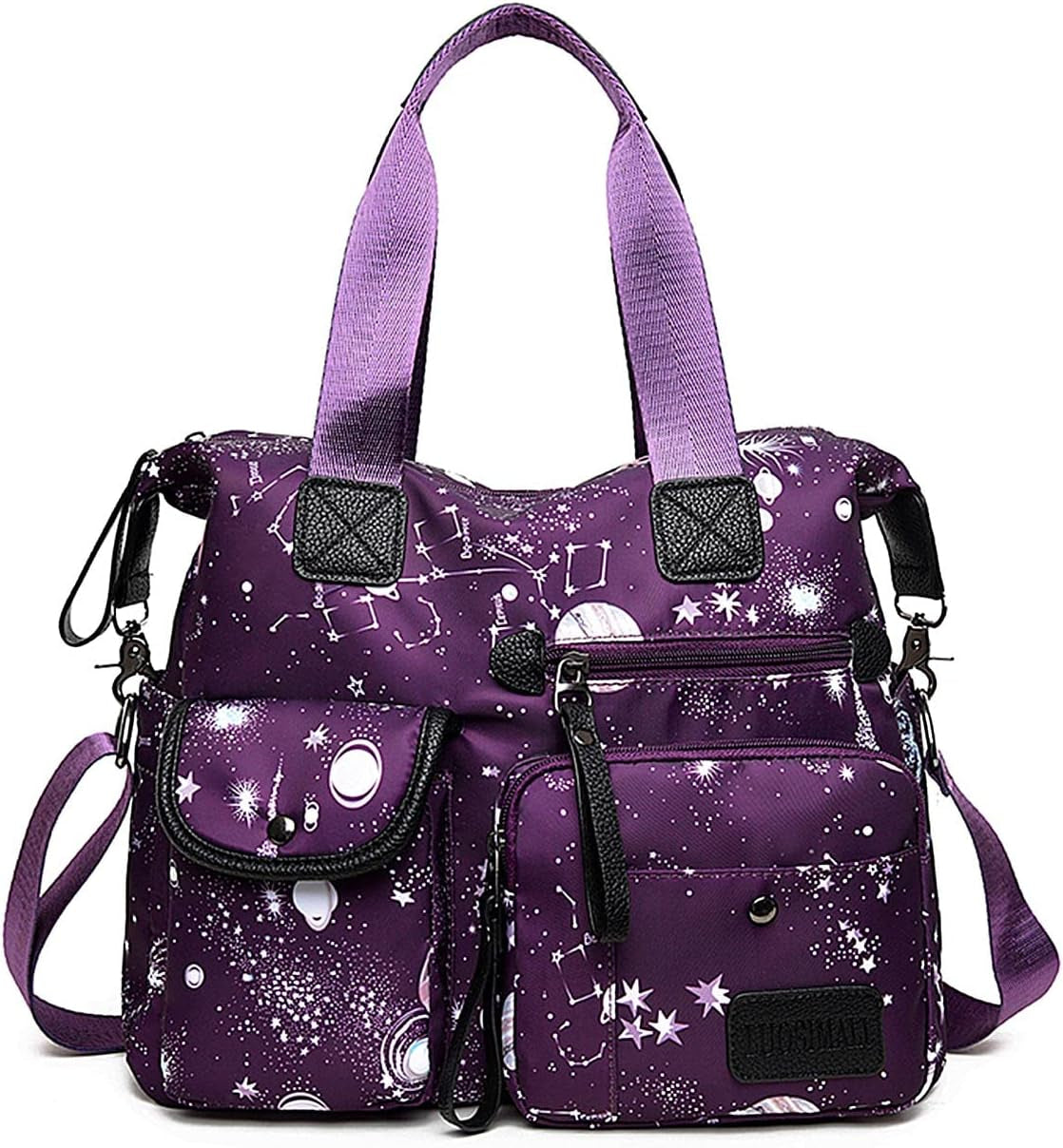 Tote Bag for Women,Large Capacity Top Handle Handbags with Multi Pockets & Zip,Lightweight Ladies Shoulder Bags,Waterproof Nylon Cross Body Messenger Bag for Work, Travel