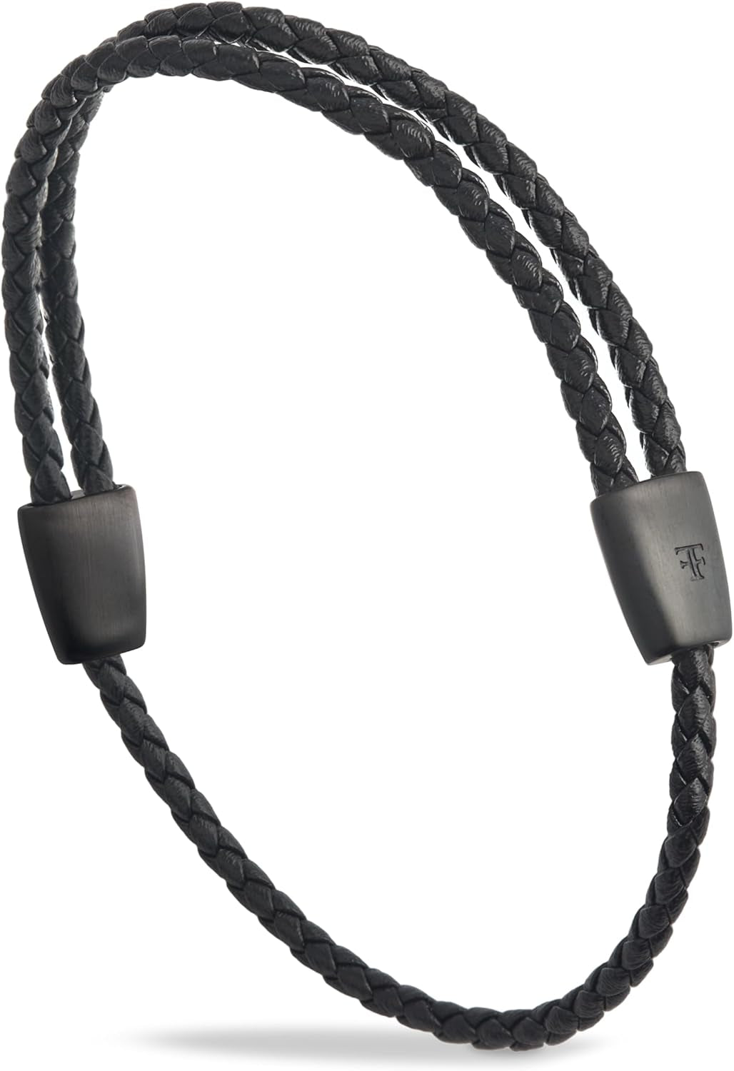 Men'S Adjustable Black Braided Leather Bracelet | Highly Polished Sliding Clasps | Design-Led, Artisan Jewellery from London