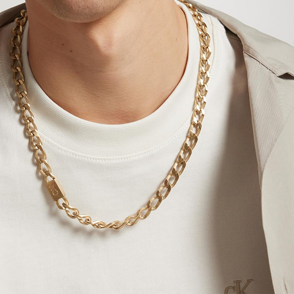 Men'S OUTLOOK Collection Chain Necklace in Stainless Steel - Available in Silver, Gold or Black