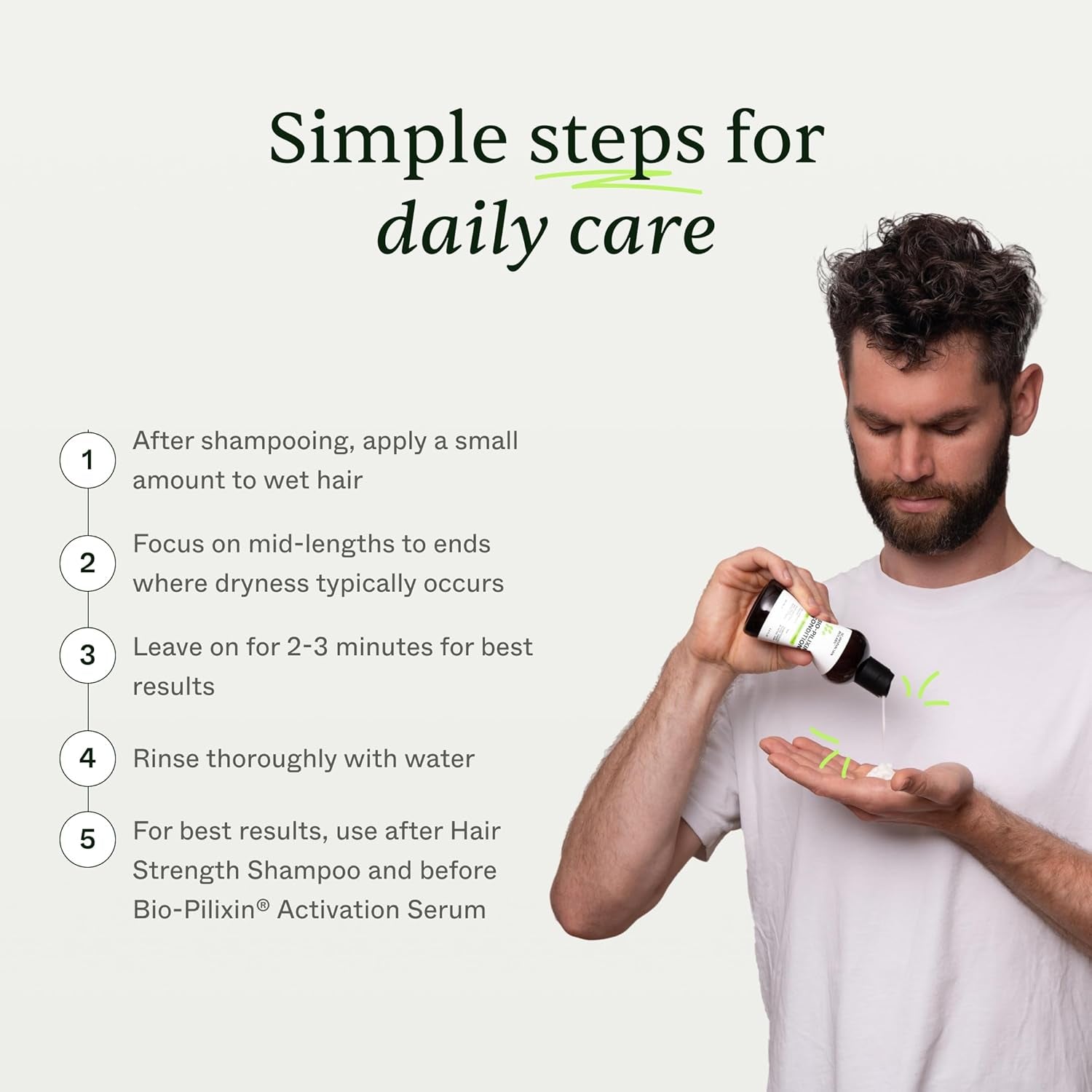 Bio-Pilixin® Hair Recovery Conditioner for Men | Prevents Split & Damaged Ends, Restores Weak Hair, Dermatologically Tested, Made in Denmark, 250 Ml / 8.8 Oz