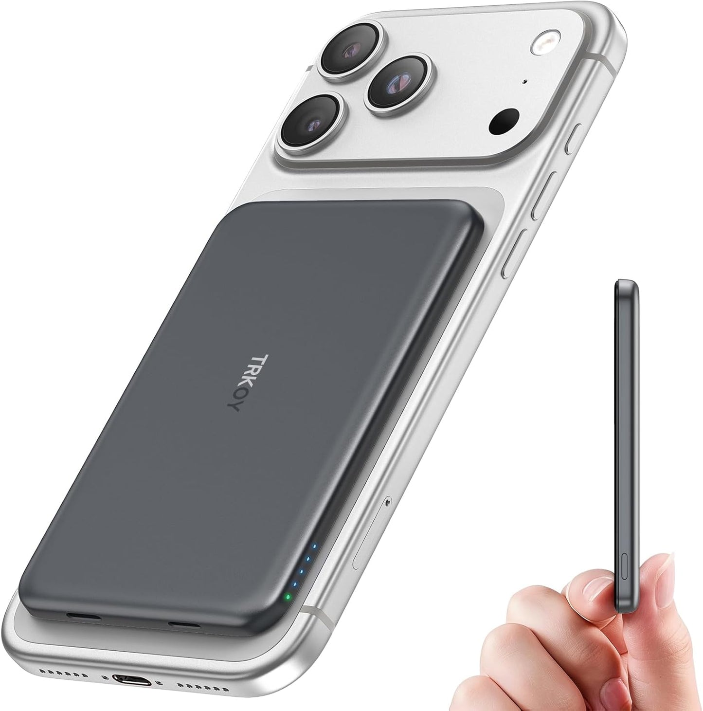 For Magsafe Power Bank, 5000Mah Ultra-Slim Wireless Portable Charger,Magnetic Power Bank Fast Charging with USB-C Charging,Portable Phone Charger Battery Pack Compatible with Iphone 17/16/15/14/13/12