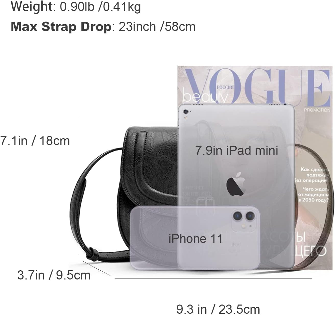 Crossbody Bag for Women Small Satchel and Shoulder Bag Vintage Saddle Handbags Vegan Leather