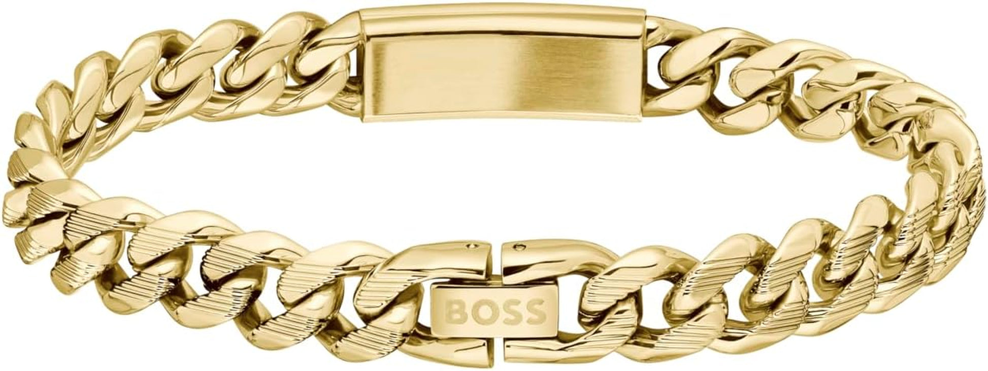 BOSS Jewelry Men'S KASSY EMBLEM Collection Chain Bracelet in Stainless Steel with a Black Enamel Pendant – Available in Different Sizes