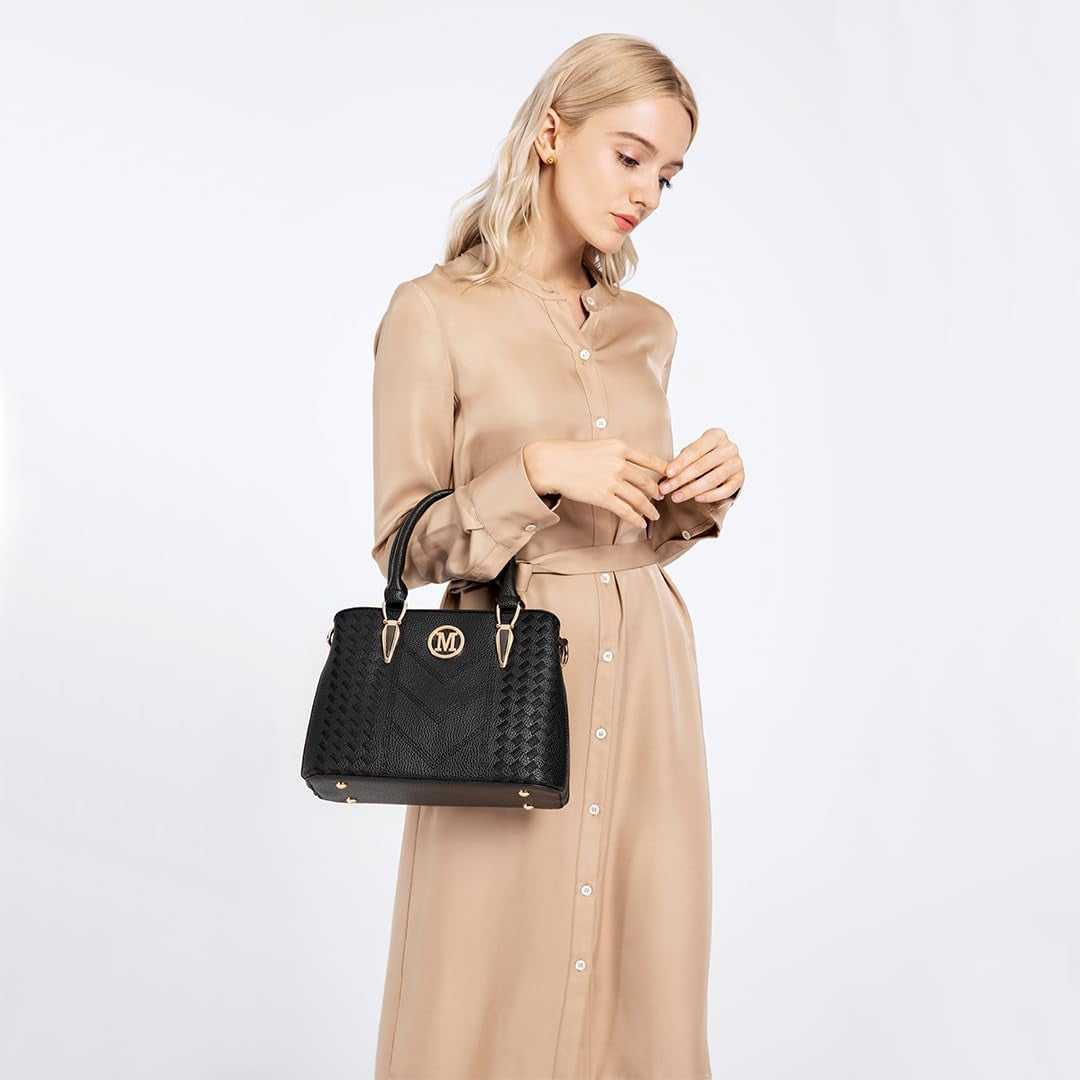 Handbag for Women, Woven and Chevron Pattern, M Logo on the Front, Top Handle or Shoulder Bag