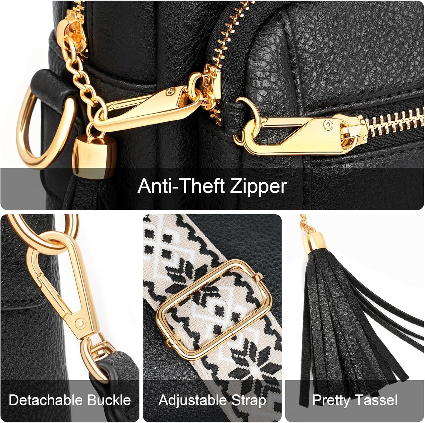 Women'S Cross Body Bags, Crossbody Bags for Women with Anti-Theft Function 4 Zip Compartments Women Shoulder Handbags with Adjustable Wide Strap
