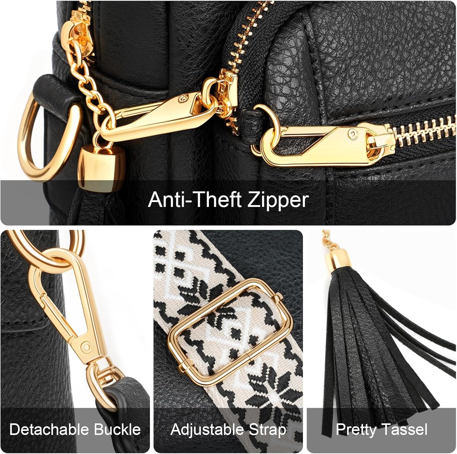 Women'S Cross Body Bags, Crossbody Bags for Women with Anti-Theft Function 4 Zip Compartments Women Shoulder Handbags with Adjustable Wide Strap