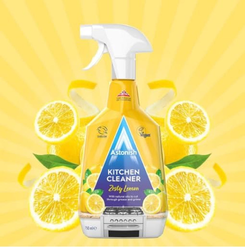 Kitchen Cleaner, Vegan and Cruelty Free and Blended with Natural Oils, Zesty Lemon, 750Ml