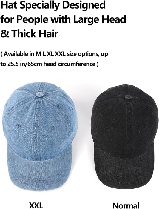 XL/XXL Washed Cotton Baseball Cap Big Heads,Large Pigment Dyed Running Caps,Big Vintage Sports Cap for Outdoor Golf Tennis