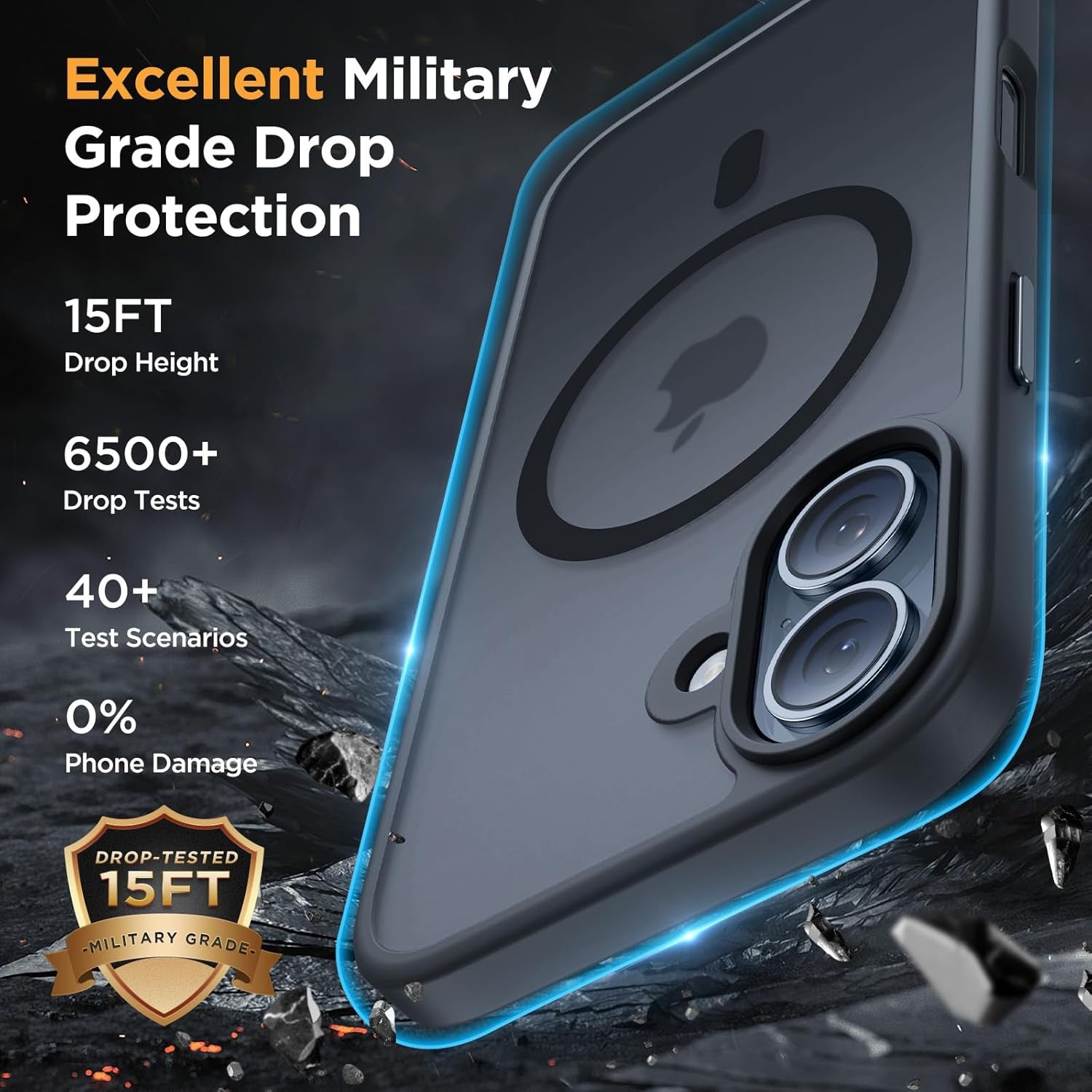 for Iphone 17 Case with Magsafe [With 9H+Screen Protector & Strong Magnet] Military-Grade Protection Shockproof Scratch-Resistant with Velvet Touch for Iphone 17 Cover 6.3", Matte Black
