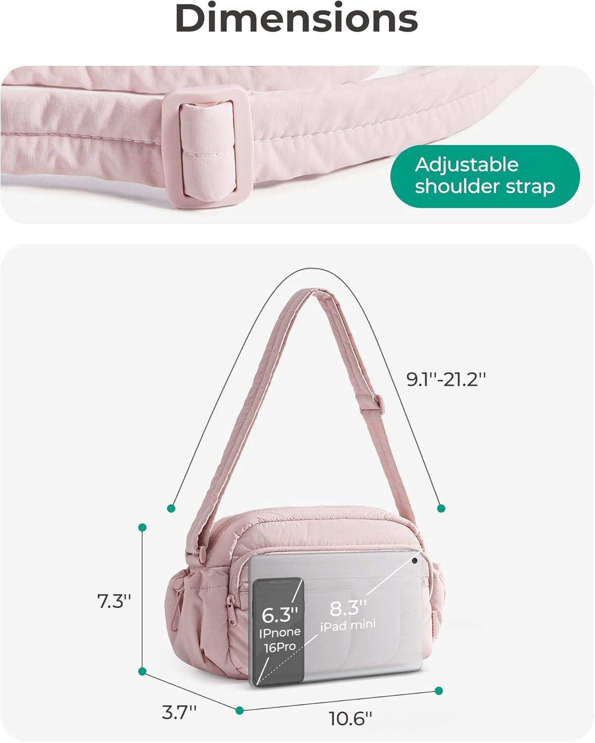 Crossbody Bag for Women Trave Crossbody Purse Puffy Quilted Shoulder Handbag with RFID Blocking Slots for Daily Use, Hiking, Shopping