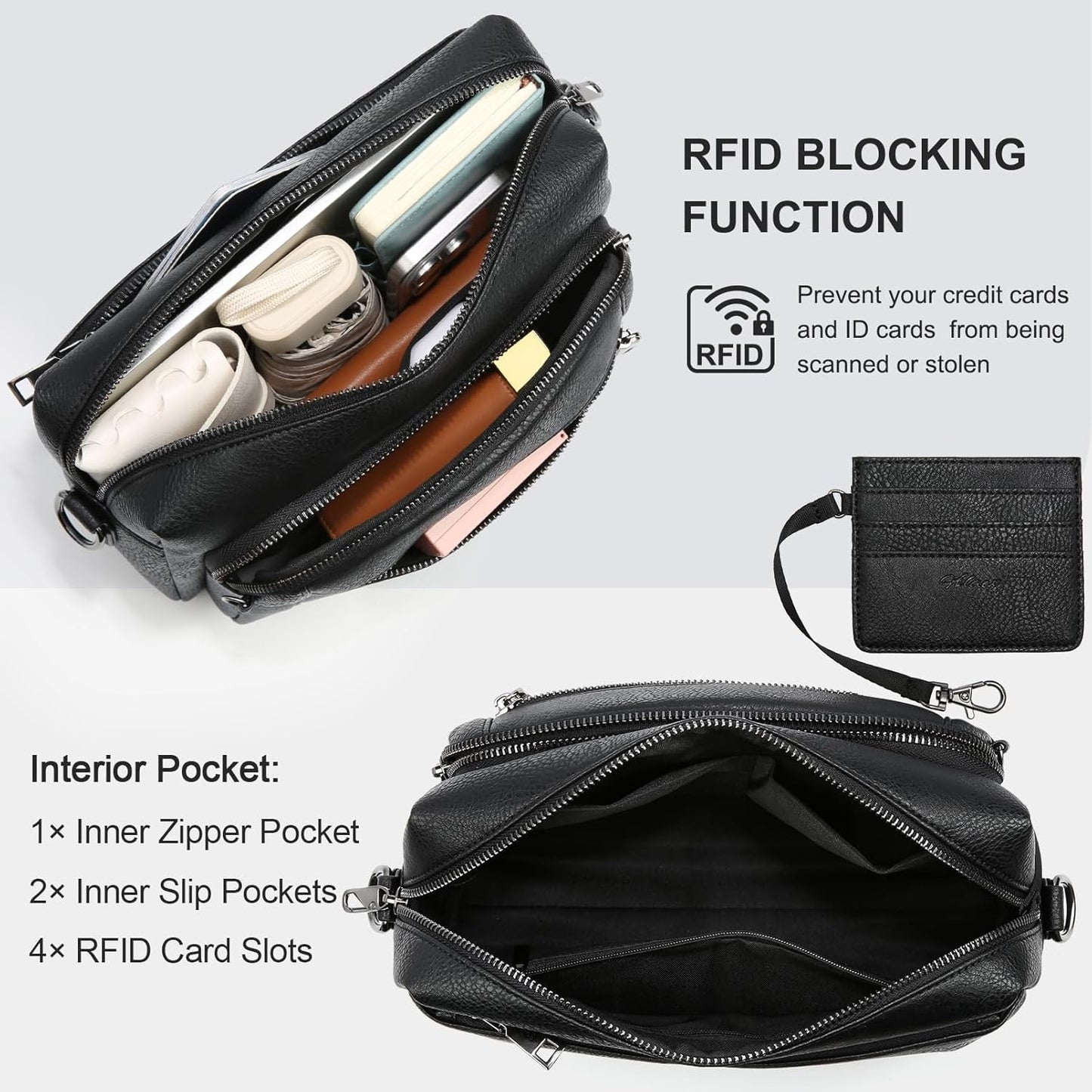 Women'S Cross Body Bags, Crossbody Bags for Women with Anti-Theft Function 4 Zip Compartments Women Shoulder Handbags with Adjustable Wide Strap