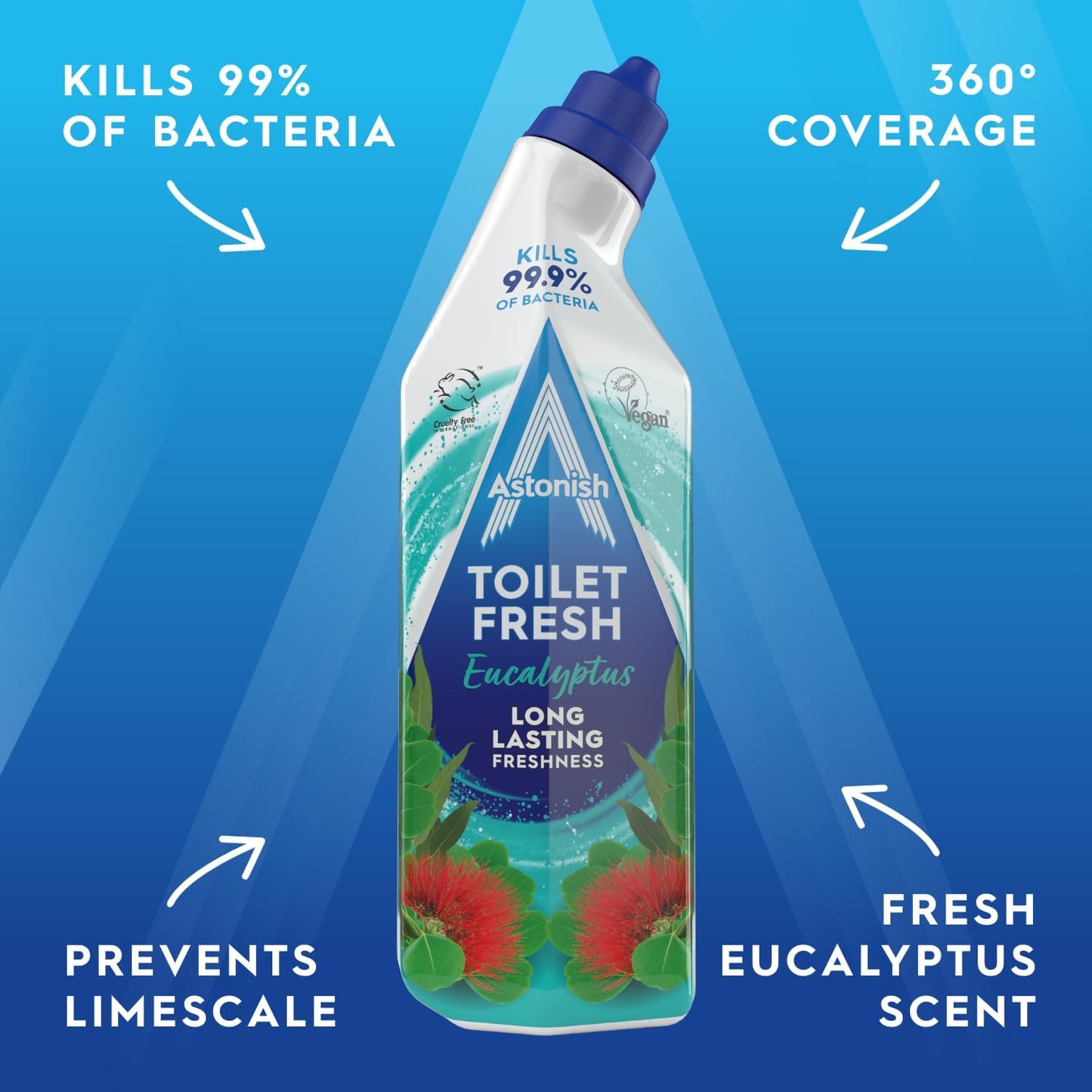 Eucalyptus Toilet Fresh Gel, Kills 99.9% of Bacteria, Limescale Prevention, 750Ml