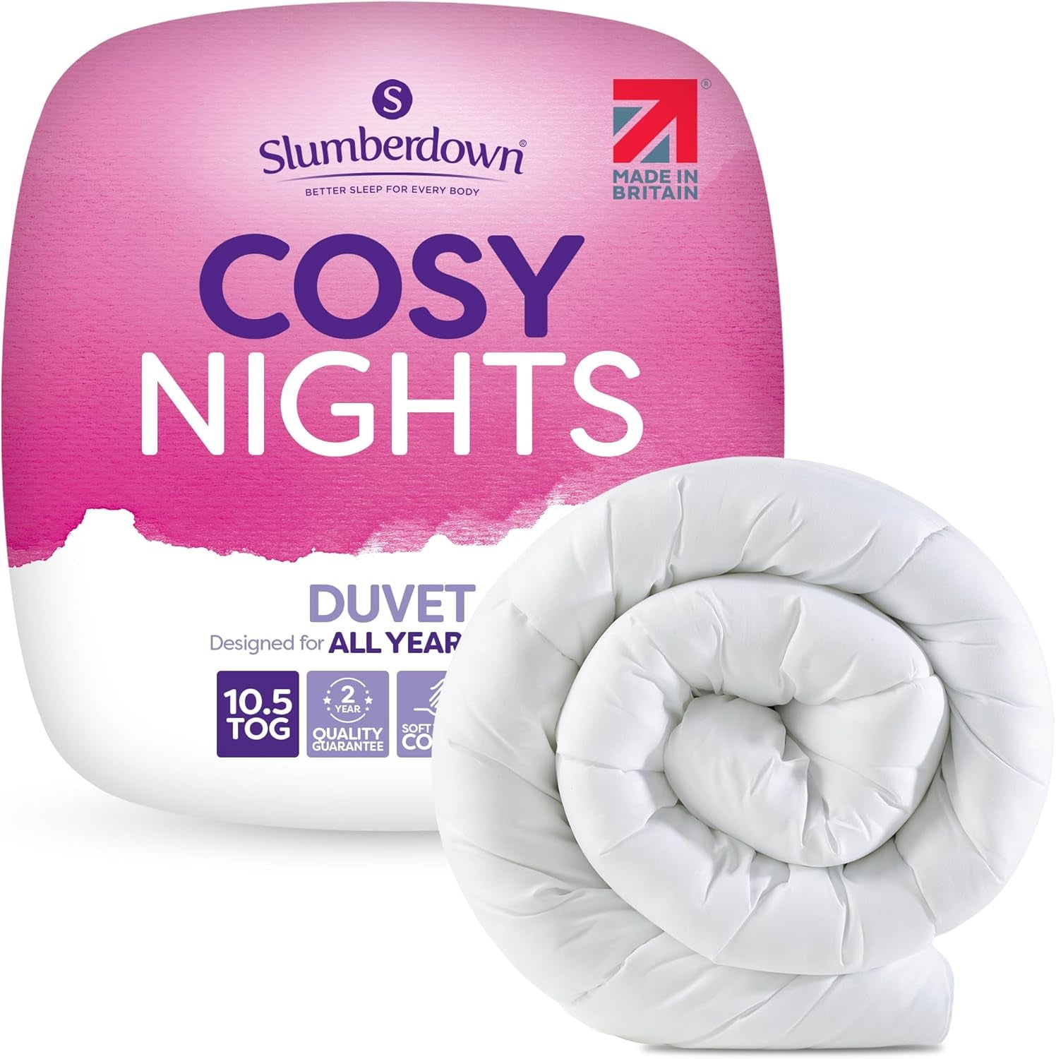Cosy Nights Double Duvet 10.5 Tog - Breathable & Soft All Year-Round Double Quilt for Summer, Autumn & Winter | Uk-Made, Non-Allergenic & Washable (200 X 200Cm)