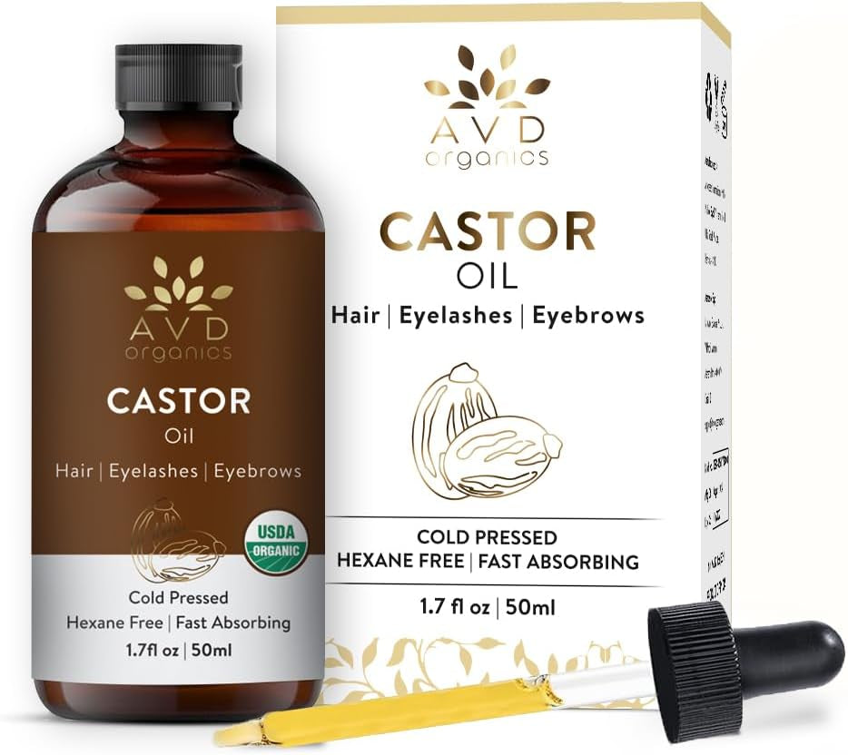 Castor Oil 50Ml | USDA Certified Organic | 100% Pure & Hexane Free | Cold Pressed Castor Oil for Eyelashes, Eyebrows & Hair Growth | with Eyebrow & Eyelash Brush – 1.7 Fl Oz