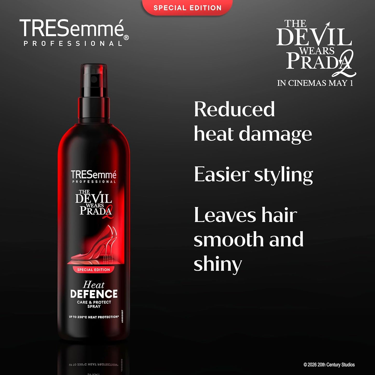 Tresemme Devil Wears Prada 2 Special-Edition Heat Protect Heat Defence Spray Hair Spray up to 230°C* for All Hair Types 270 Ml