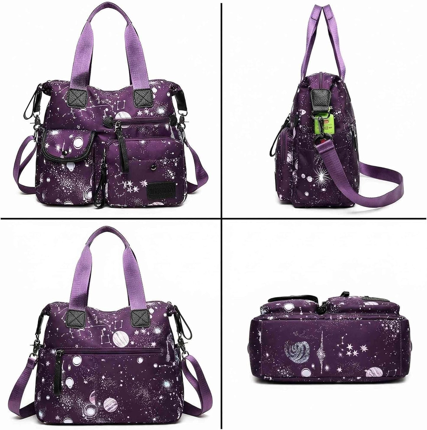 Tote Bag for Women,Large Capacity Top Handle Handbags with Multi Pockets & Zip,Lightweight Ladies Shoulder Bags,Waterproof Nylon Cross Body Messenger Bag for Work, Travel