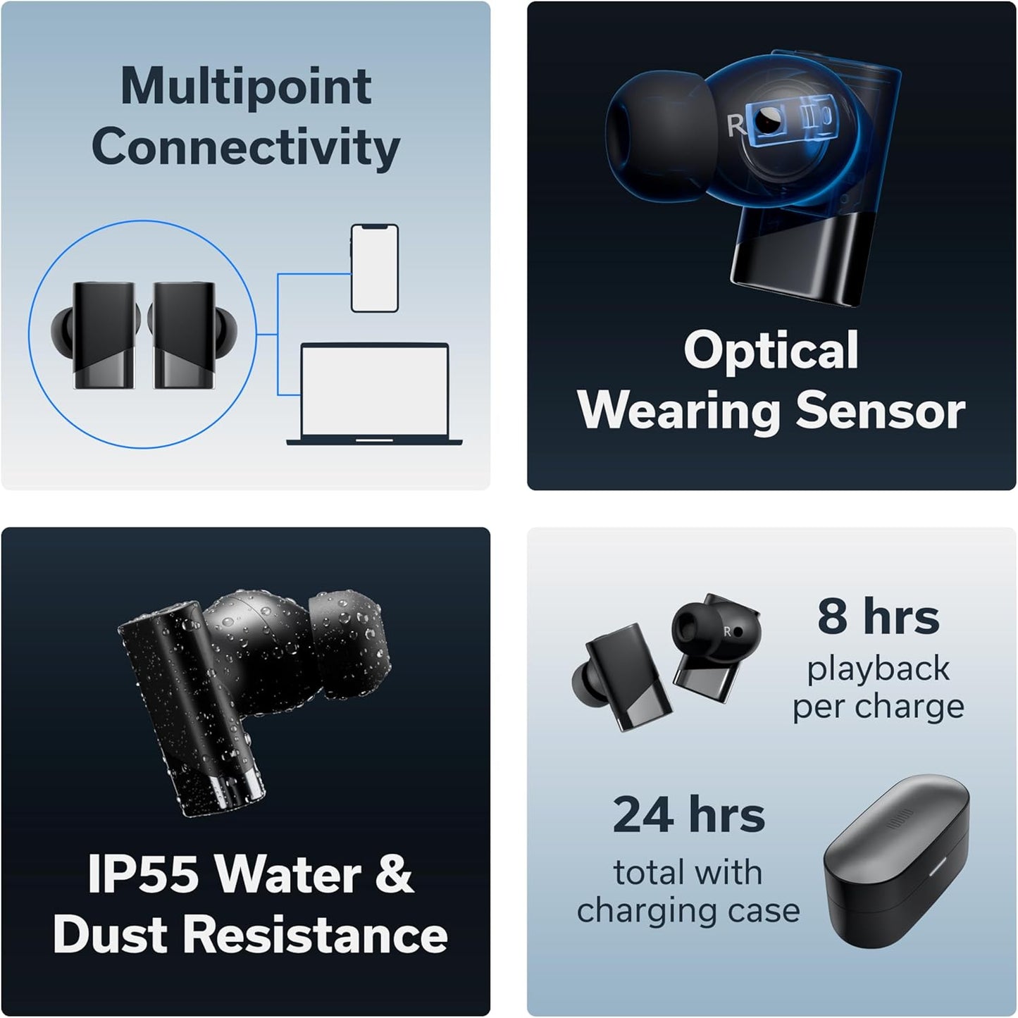 Pro X Wireless Earbuds, Triple Speaker Driver, Hi-Res Audio with LDAC, 52Db ANC, 6 Beamforming Mics with Voiceloom AI for Clearest Calls