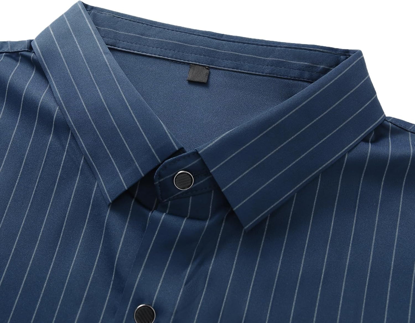 Mens Stretch Striped Shirt Long Sleeve Business Formal Button down Dress Shirt Classic Fit