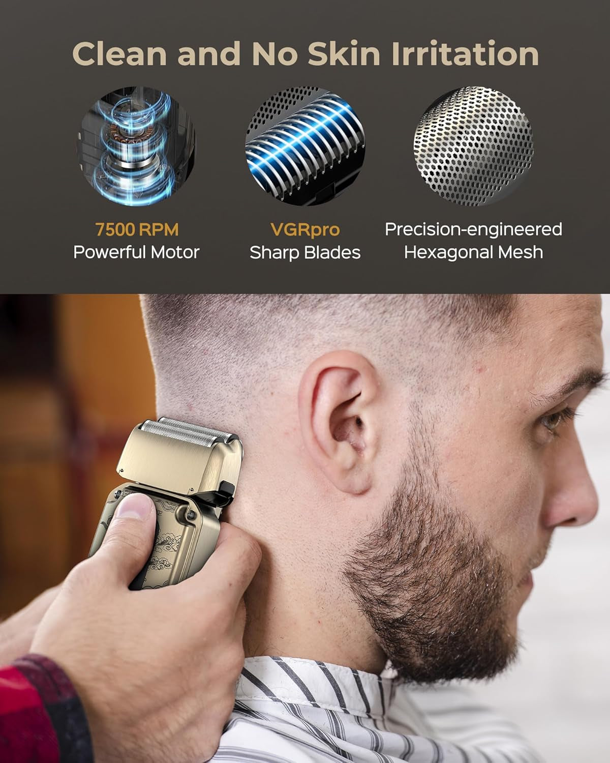 Hair Clippers & Trimmers Set for Men Professional, Waterproof Electric Razor Foil Shaver for Men Face Beard, Cordless for Hair Cutting, 4-Speed Setting, LED Battery Display, Home Use