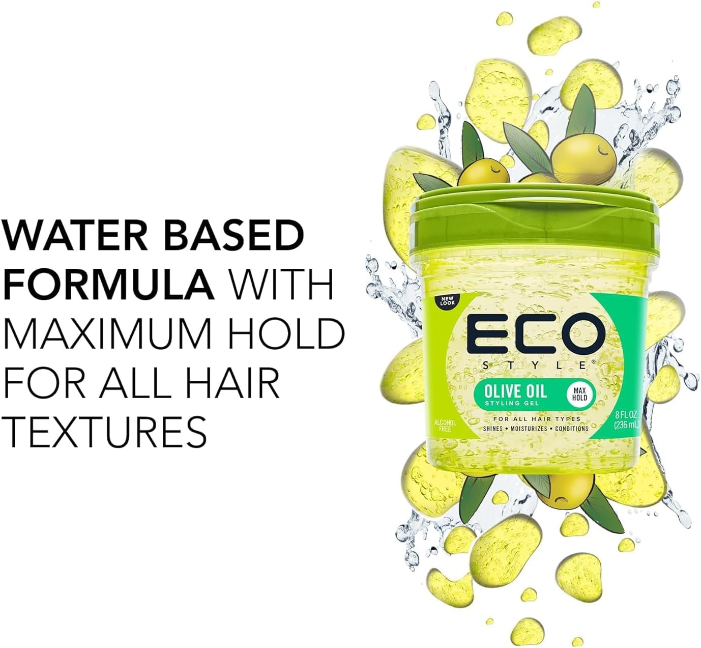Olive Oil r Hair Gel, Hydrate and Style, Alcohol-Free, 236 Ml (Pack of 1)