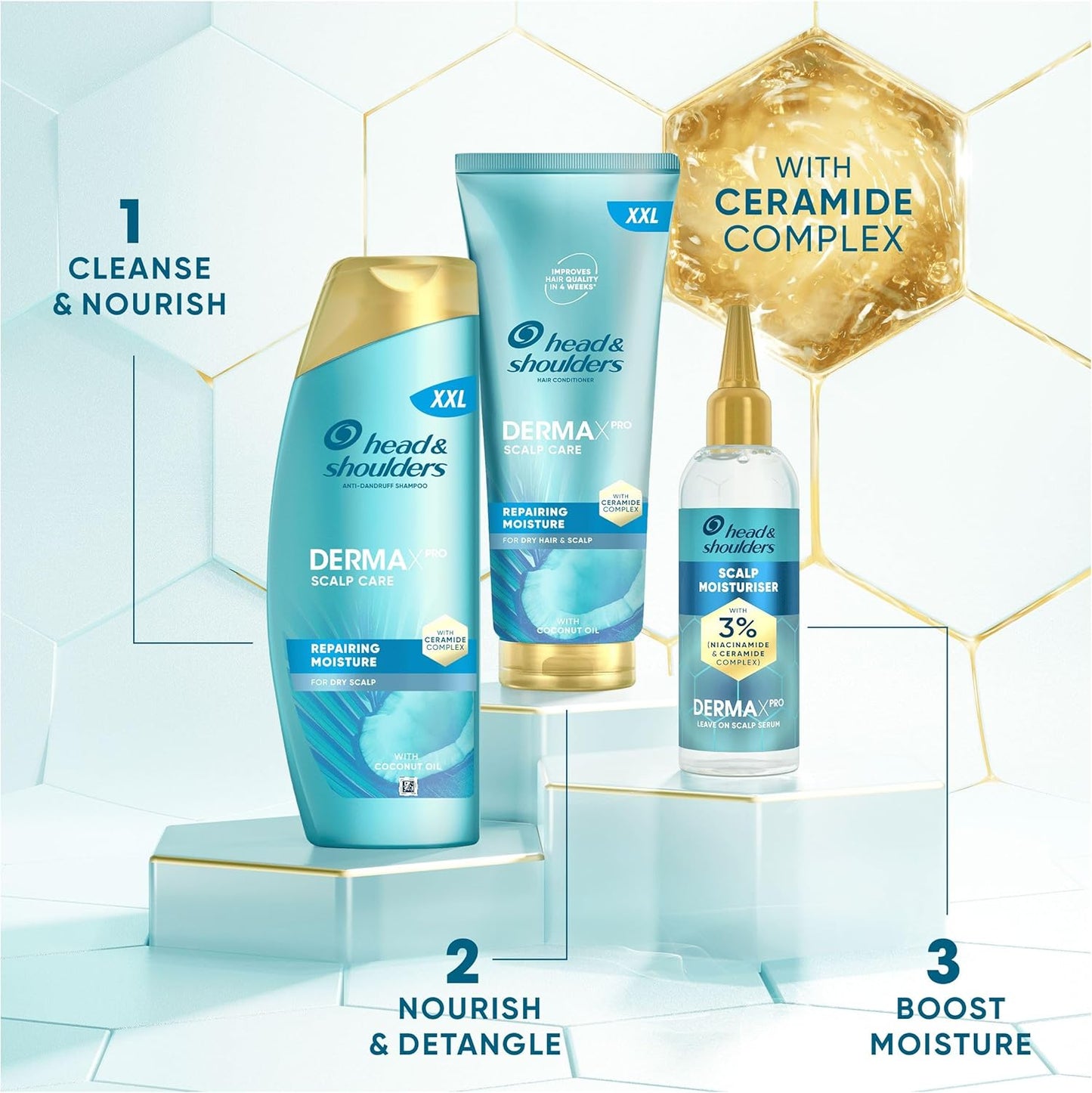 Dermaxpro Repairing Moisture anti Dandruff Shampoo 500Ml +  Dermaxpro Repairing Moisture Lightweight Conditioner 350 Ml