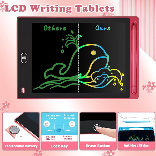 Toys LCD Writing Tablet 4PC 8.5 Inch Colorful Screen Drawing Tablet, Doodle Board for Ages 3-12 Years Old Boys Girls, Electronic Drawing Pad for Kids, Gifts for Christmas & Birthday