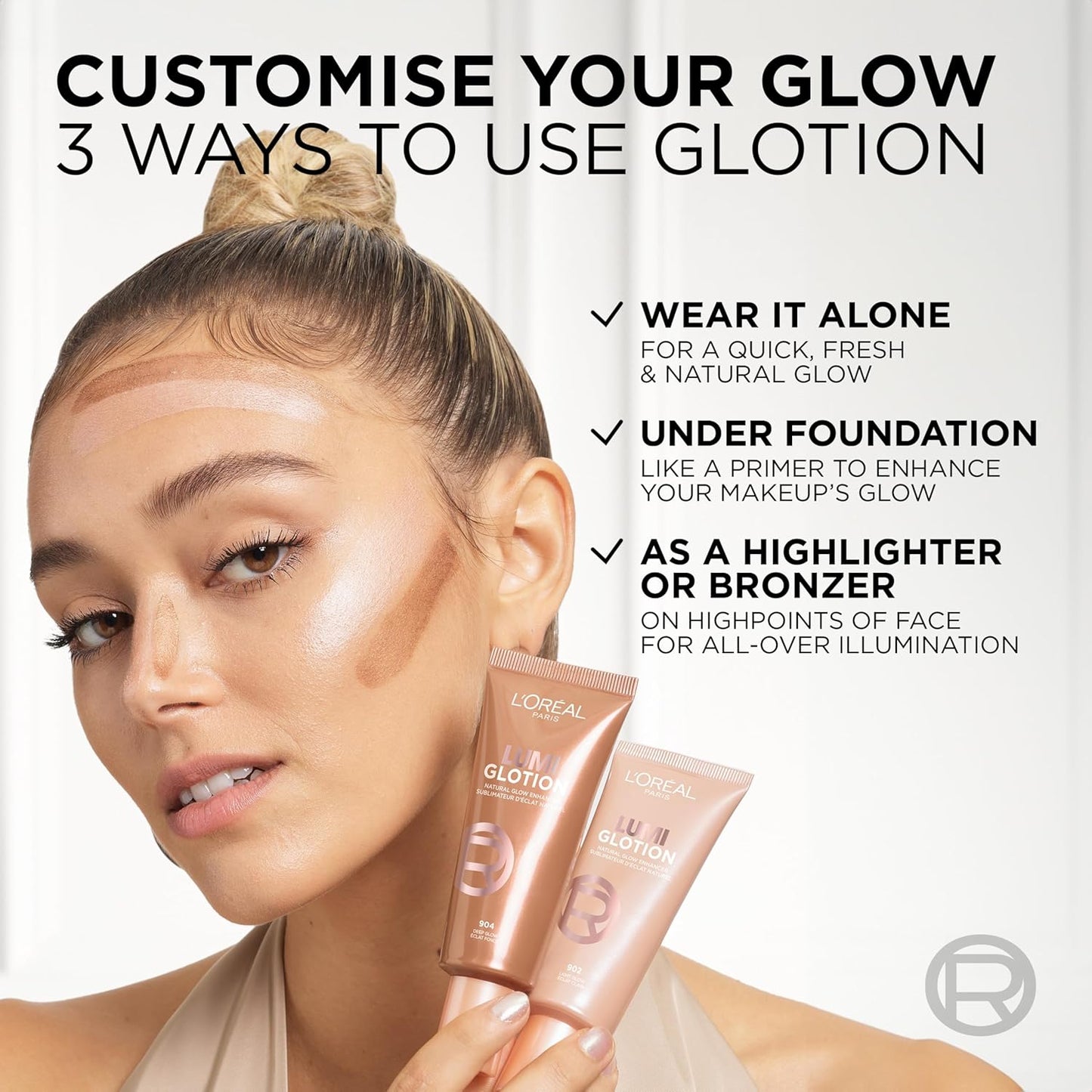 Multi-Use Glow Enhancer, 24H Hydration with Shea Butter and Glycerin, for Face and Body, Paradise Lumi Glotion, Shade 903: Medium Glow, 40 Ml