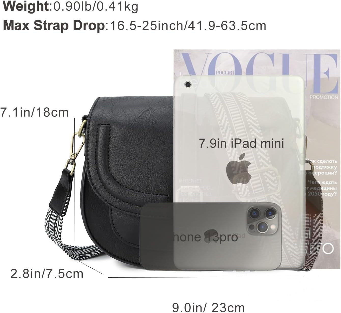 Crossbody Bag for Women Small Satchel and Shoulder Bag Vintage Saddle Handbags Vegan Leather