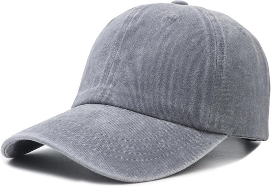 Vintage Baseball Cap for Men & Women Washed Cotton Adjustable Sports Hat, Breathable Unisex Cap for Outdoor, Running, Golf (54-60Cm)