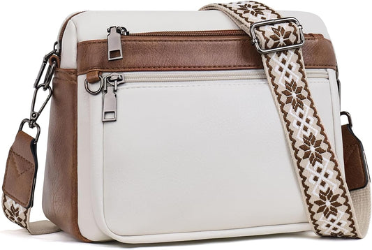 Cross Body Bag Women,Crossbody Bags for Ladies,Pu Leather Medium Shoulder Handbags Built in Wallet Adjustable Wide Shoulder Straps