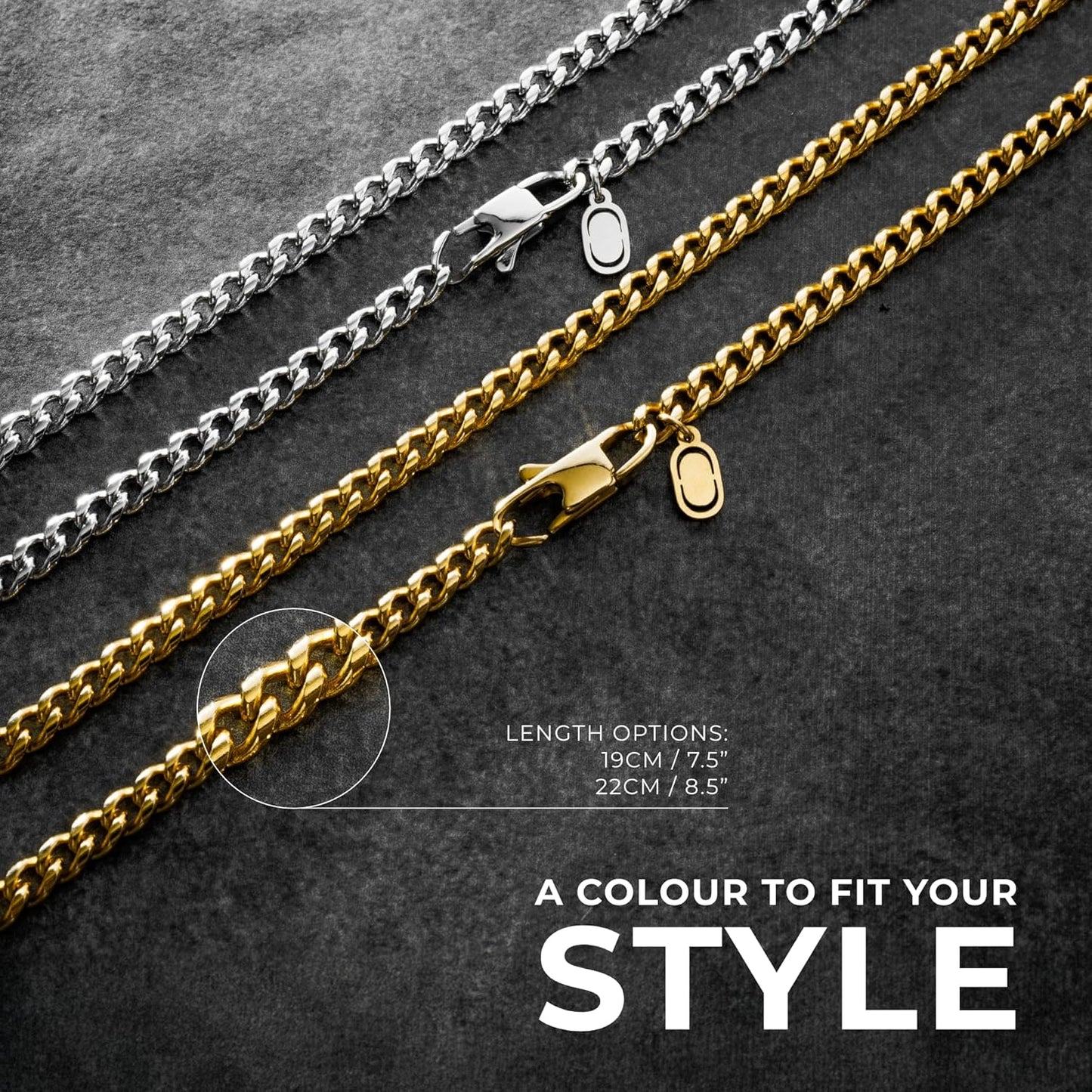 - Cuban Link Bracelet - Waterproof, Heat & Sweat Resistant - Gifts for Men - Men'S Jewellery - Width 4MM